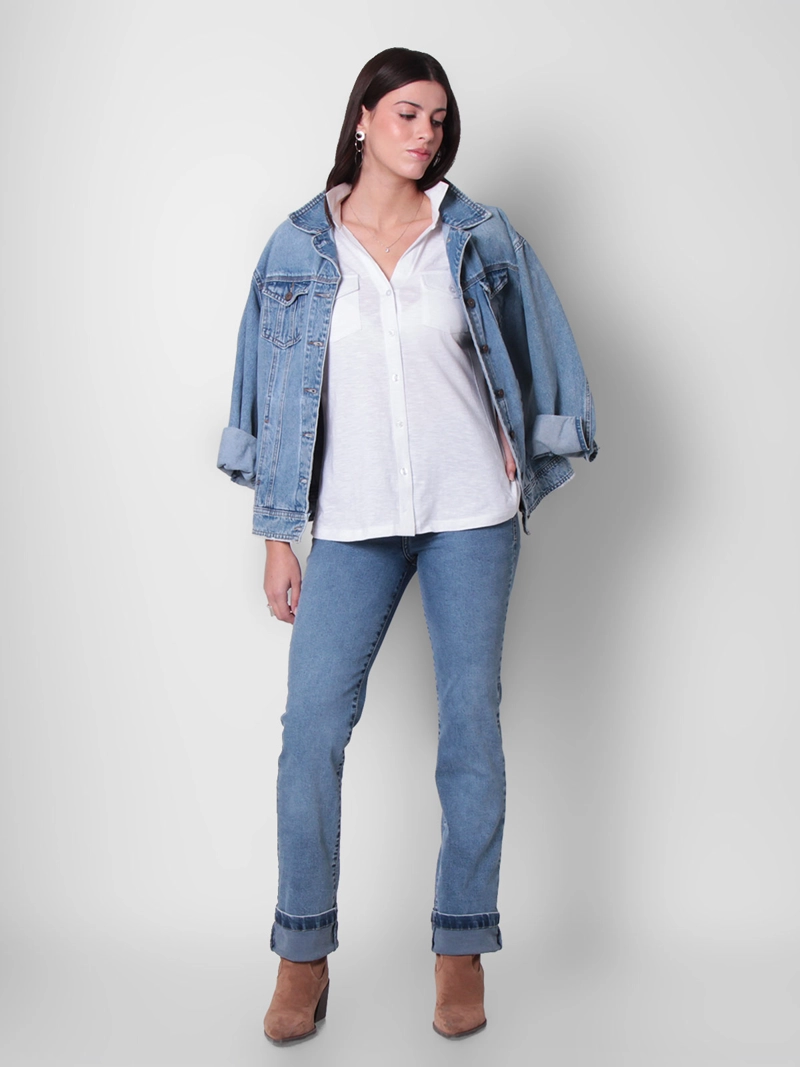 BLUSA MUJER WADO'S  MANGA 3/4 ABOTONADA CON RIB AL COSTADO - 5