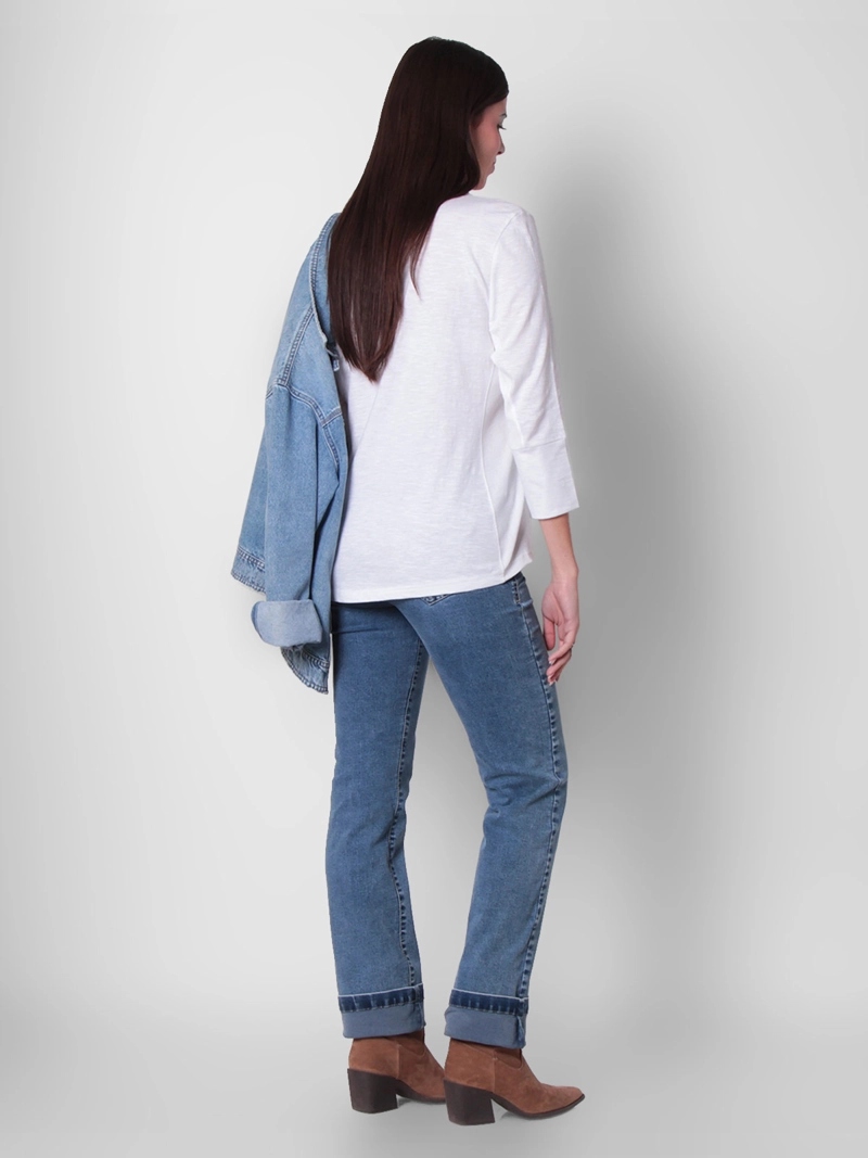 BLUSA MUJER WADO'S  MANGA 3/4 ABOTONADA CON RIB AL COSTADO - 6