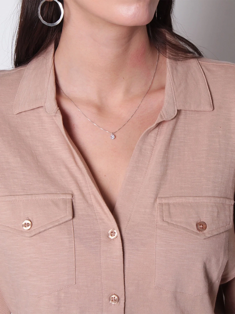 BLUSA MUJER WADO'S  MANGA 3/4 ABOTONADA CON RIB AL COSTADO - 4