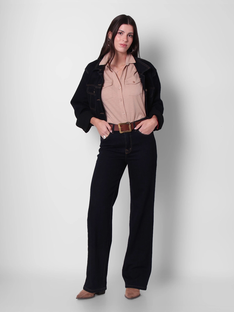 BLUSA MUJER WADO'S  MANGA 3/4 ABOTONADA CON RIB AL COSTADO - 5