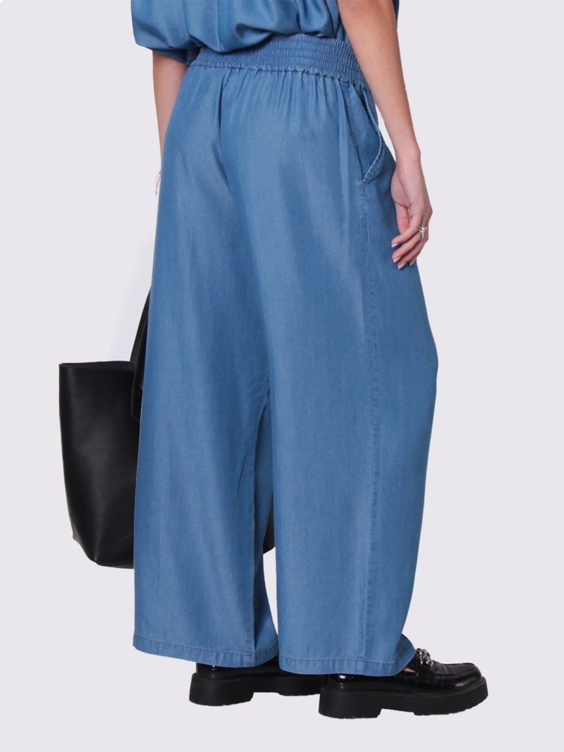 PANTALÓN MUJER WADO'S LYOCELL WIDE LEG TIRO ALTO PRETINA ANCHA ELATICADA - 5