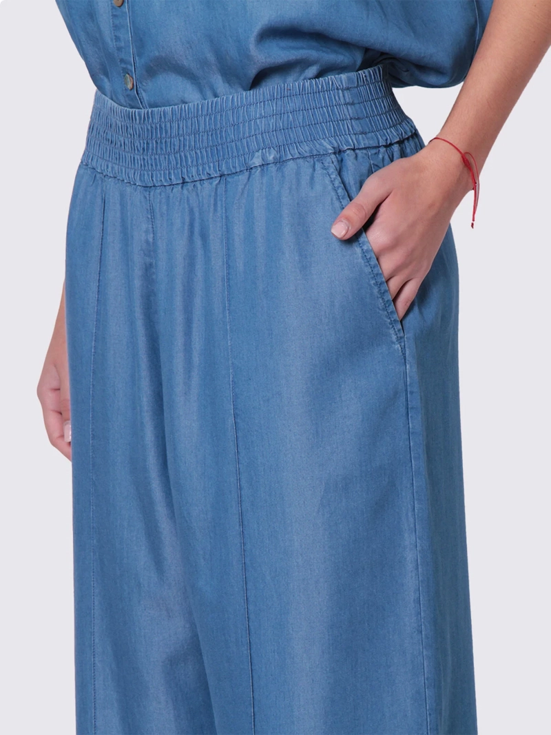PANTALÓN MUJER WADO'S LYOCELL WIDE LEG TIRO ALTO PRETINA ANCHA ELATICADA - 6