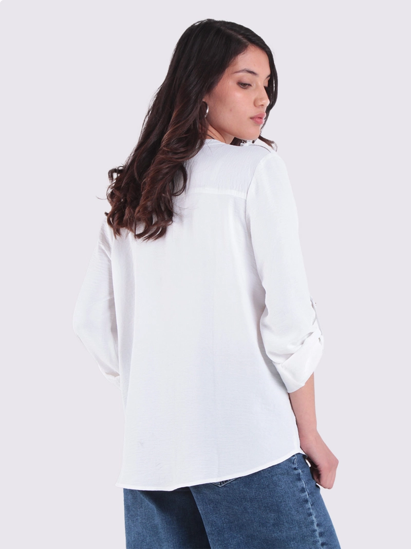 BLUSA MUJER WADO'S MANGA LARGA ABOTONADA CON BOLSILLOS ESCOTE V - 2