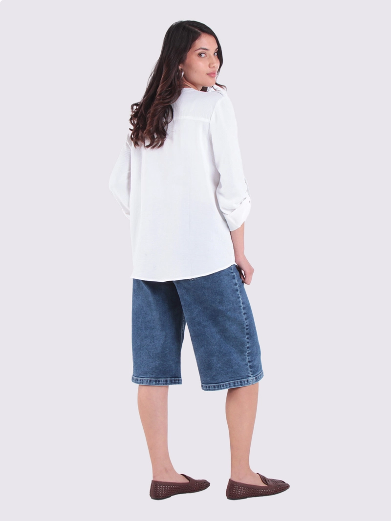 BLUSA MUJER WADO'S MANGA LARGA ABOTONADA CON BOLSILLOS ESCOTE V - 4