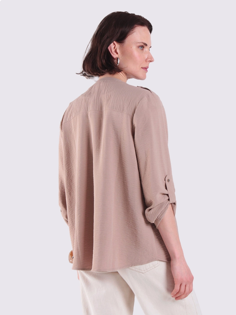BLUSA MUJER WADO'S MANGA LARGA ABOTONADA CON BOLSILLOS ESCOTE V - 2