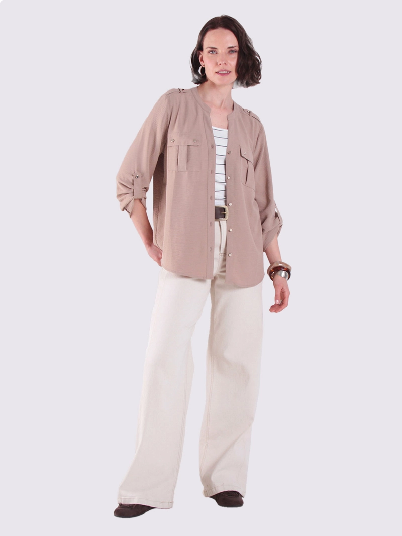 BLUSA MUJER WADO'S MANGA LARGA ABOTONADA CON BOLSILLOS ESCOTE V - 6