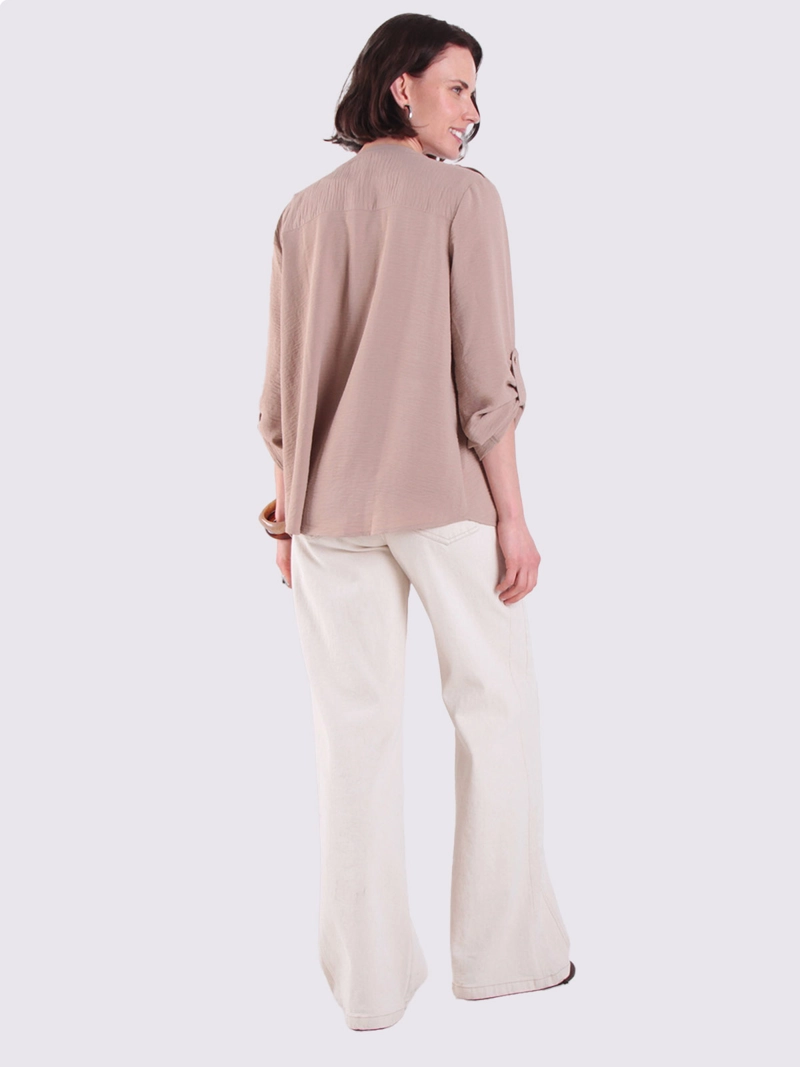 BLUSA MUJER WADO'S MANGA LARGA ABOTONADA CON BOLSILLOS ESCOTE V - 7