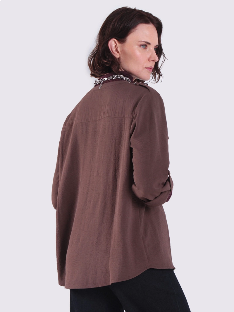 BLUSA MUJER WADO'S MANGA LARGA ABOTONADA CON BOLSILLOS ESCOTE V - 2