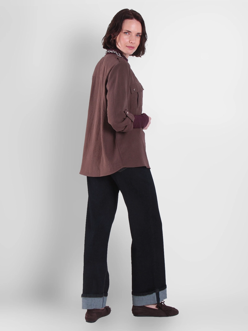 BLUSA MUJER WADO'S MANGA LARGA ABOTONADA CON BOLSILLOS ESCOTE V - 7