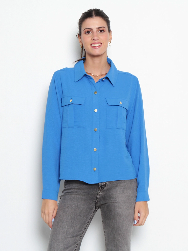 BLUSA MUJER WADO'S MANGA LARGA ABOTONADA CON BOLSILLOS - 1