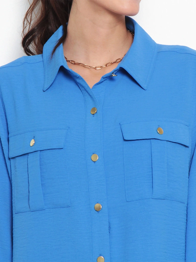BLUSA MUJER WADO'S MANGA LARGA ABOTONADA CON BOLSILLOS - 4