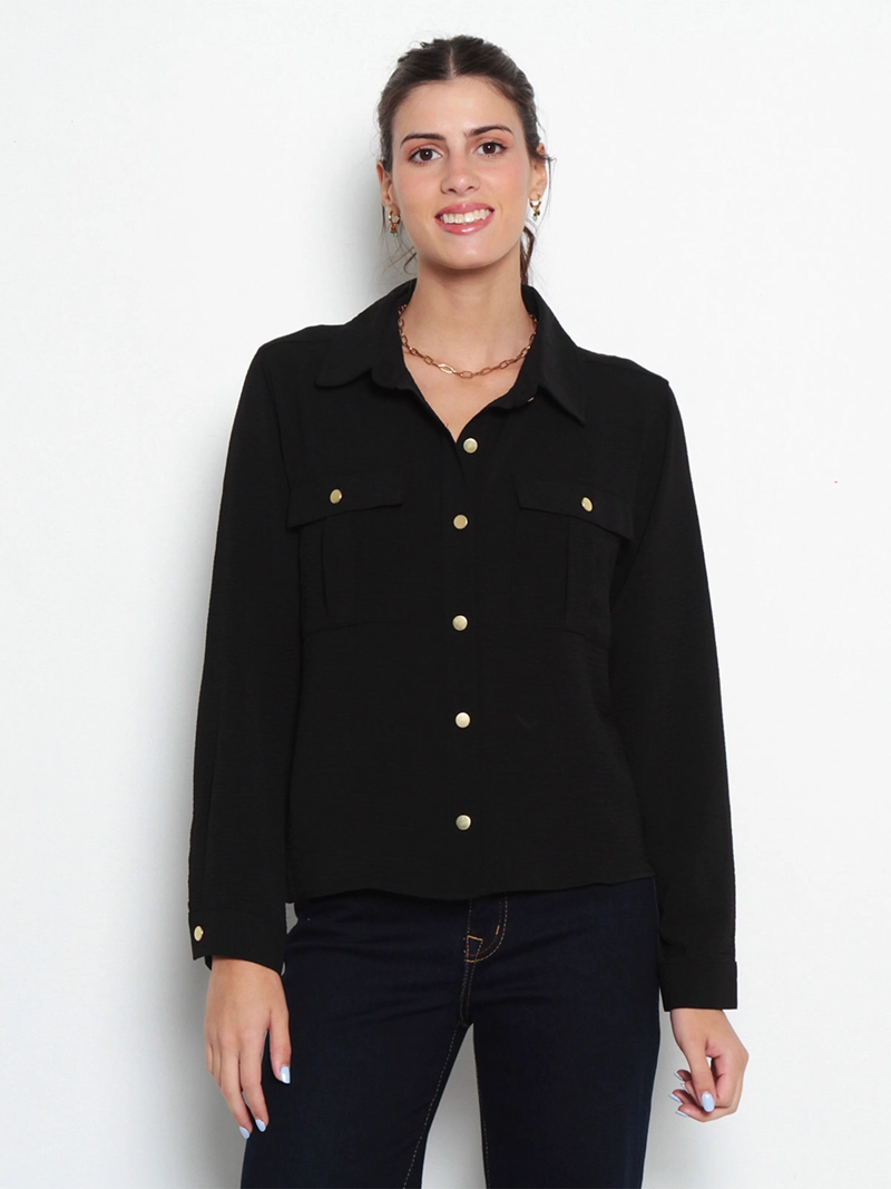 BLUSA MUJER WADO'S MANGA LARGA ABOTONADA CON BOLSILLOS
