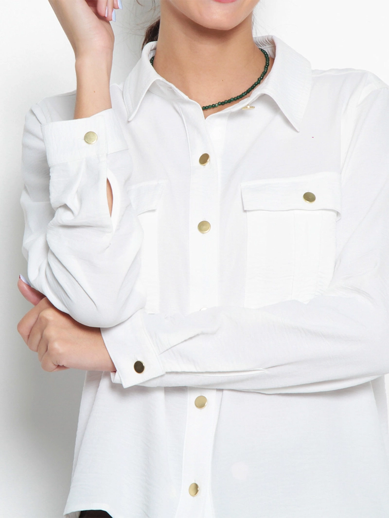 BLUSA MUJER WADO'S MANGA LARGA ABOTONADA CON BOLSILLOS - 3