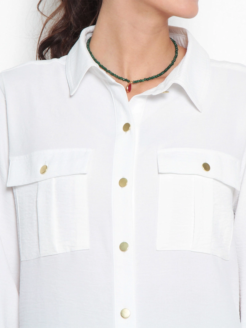 BLUSA MUJER WADO'S MANGA LARGA ABOTONADA CON BOLSILLOS - 4