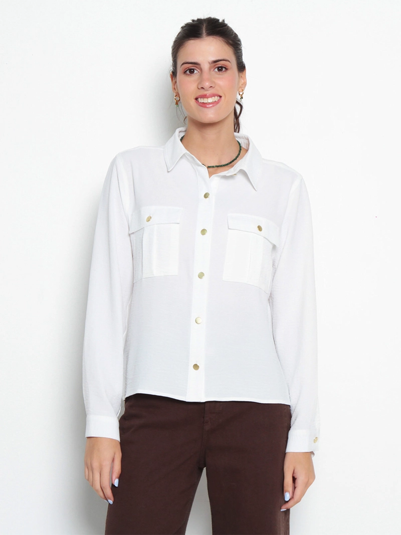 BLUSA MUJER WADO'S MANGA LARGA ABOTONADA CON BOLSILLOS