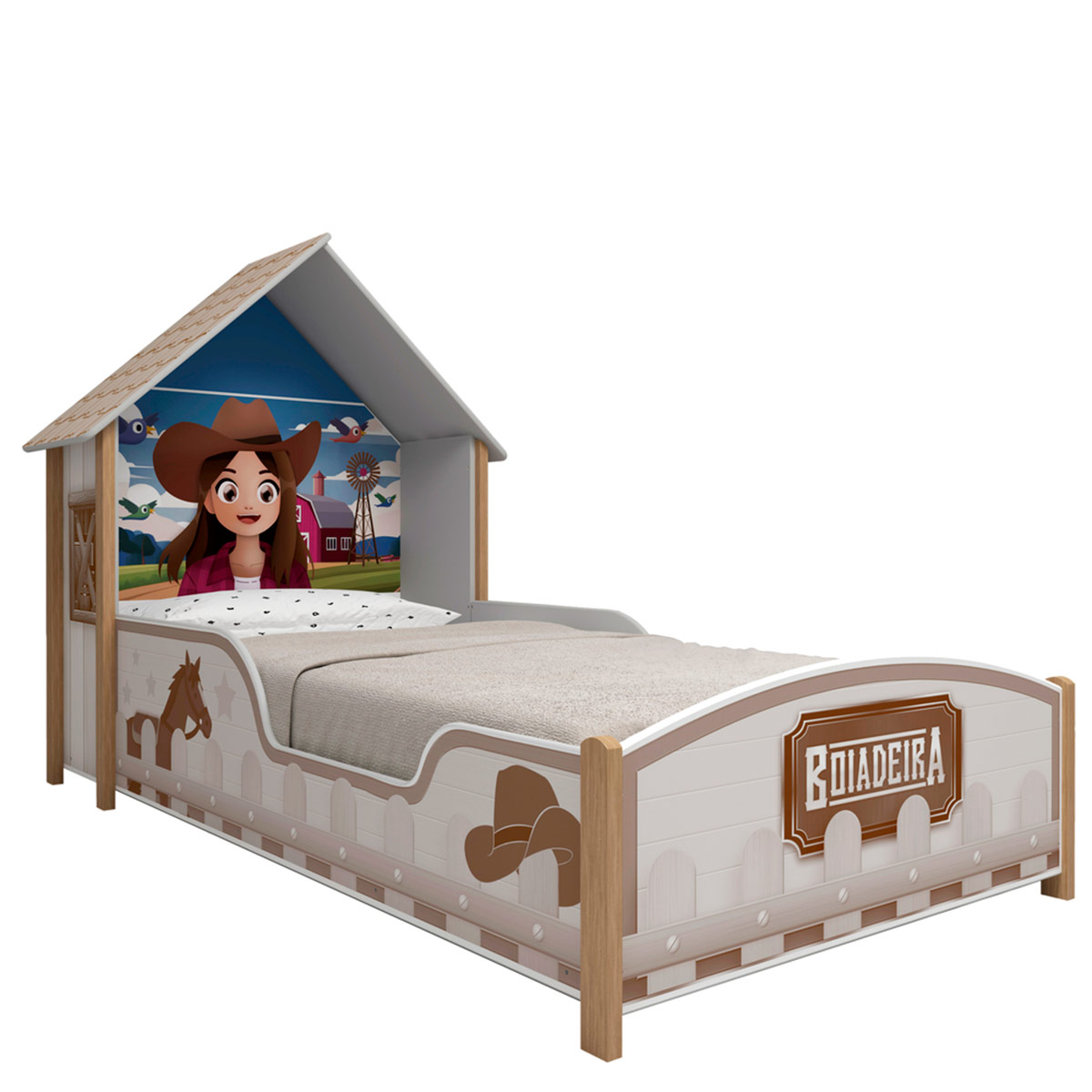 CAMA DECOCASA VAQUERA 1 PLAZA + RESPALDO BEIGE - 1
