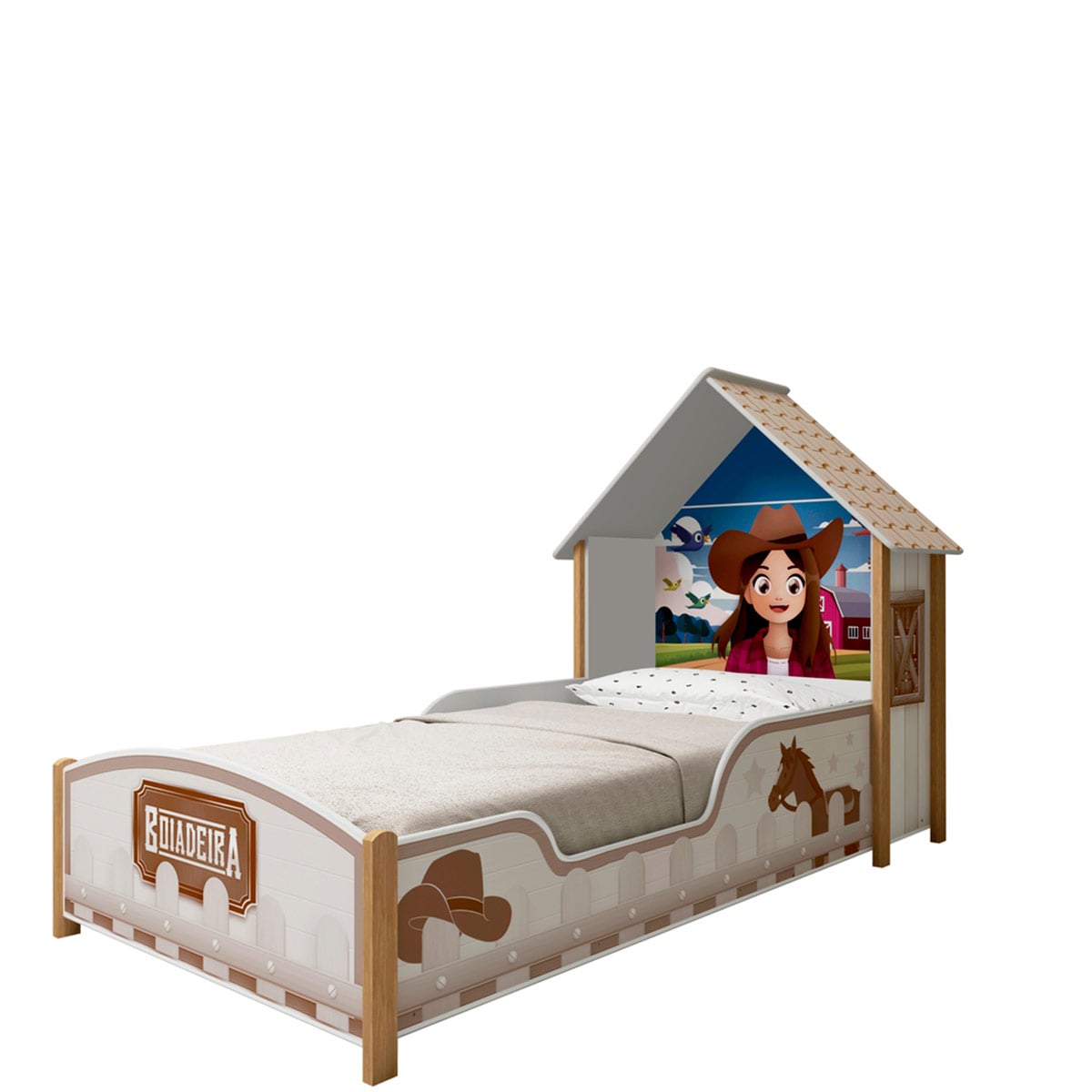 CAMA DECOCASA VAQUERA 1 PLAZA + RESPALDO BEIGE - 3