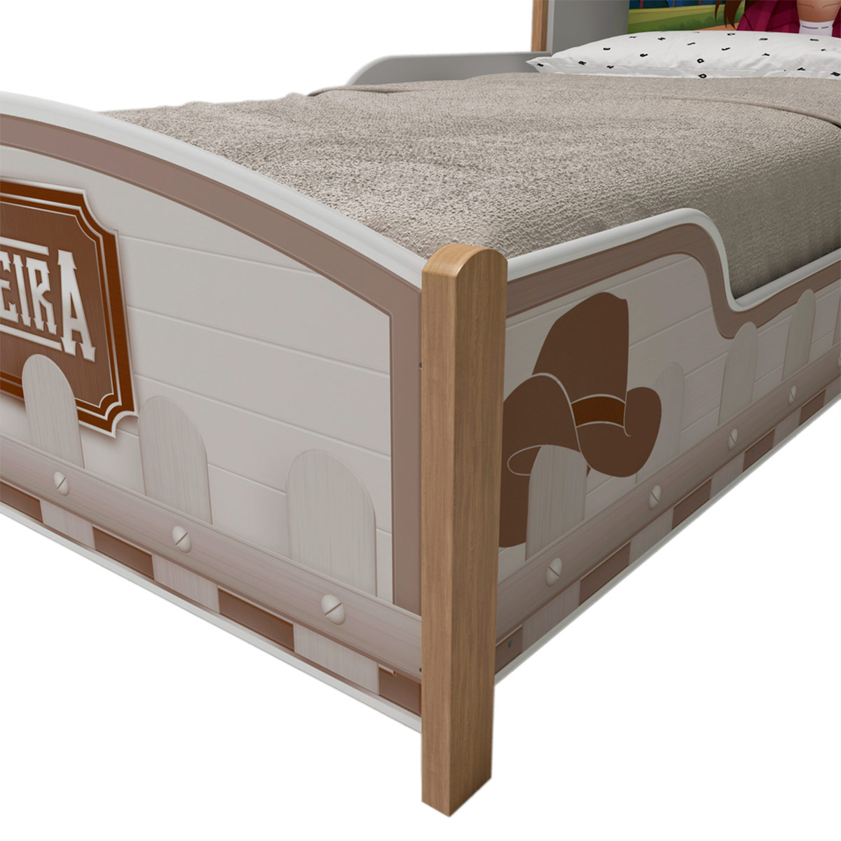 CAMA DECOCASA VAQUERA 1 PLAZA + RESPALDO BEIGE - 4