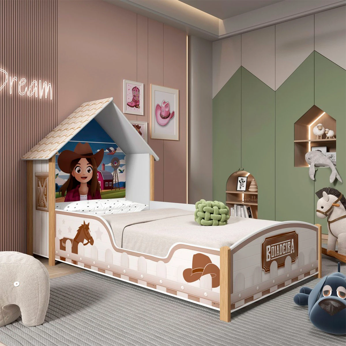 CAMA DECOCASA VAQUERA 1 PLAZA + RESPALDO BEIGE - 9