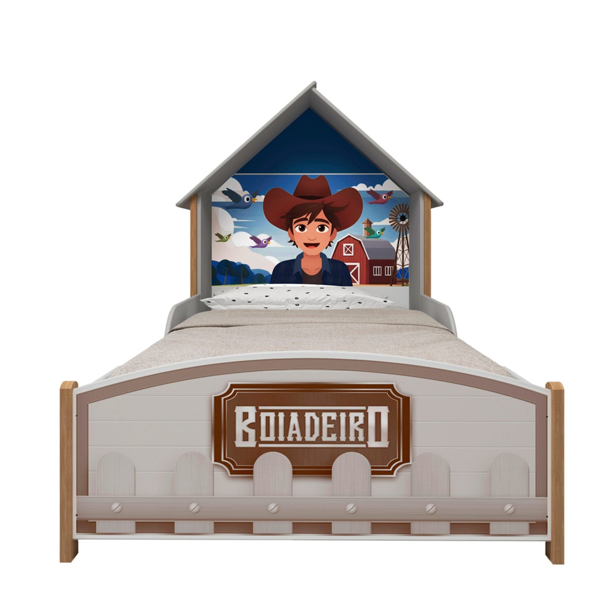 CAMA DECOCASA VAQUERO 1 PLAZA + RESPALDO BEIGE - 1