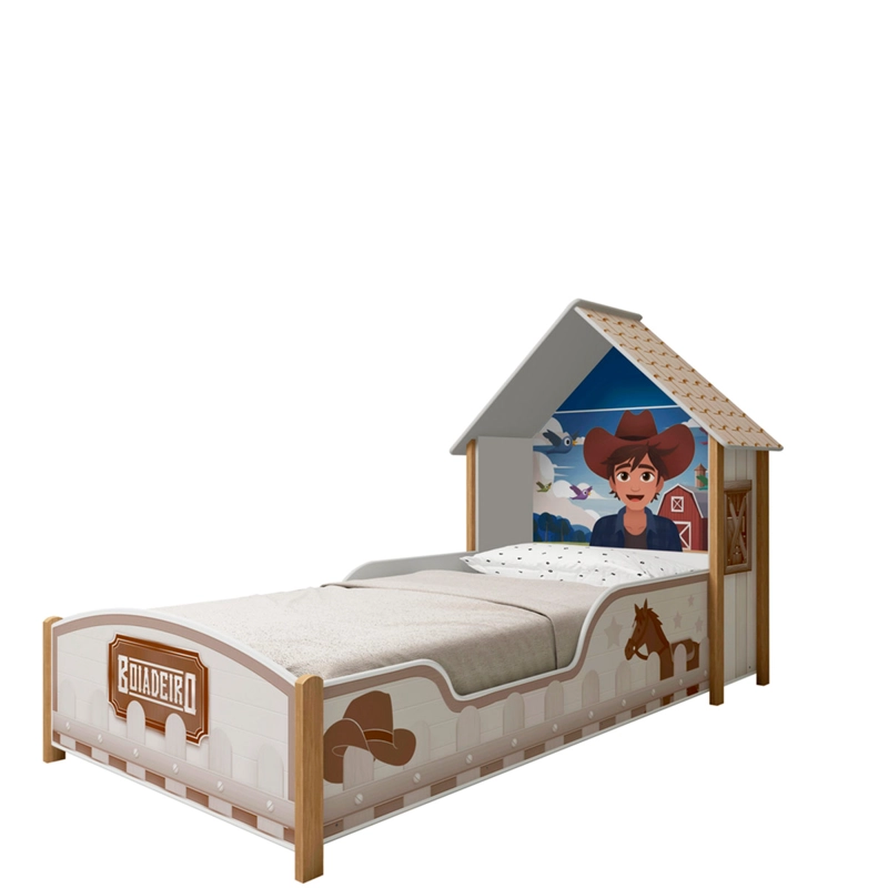 CAMA DECOCASA VAQUERO 1 PLAZA + RESPALDO BEIGE - 4