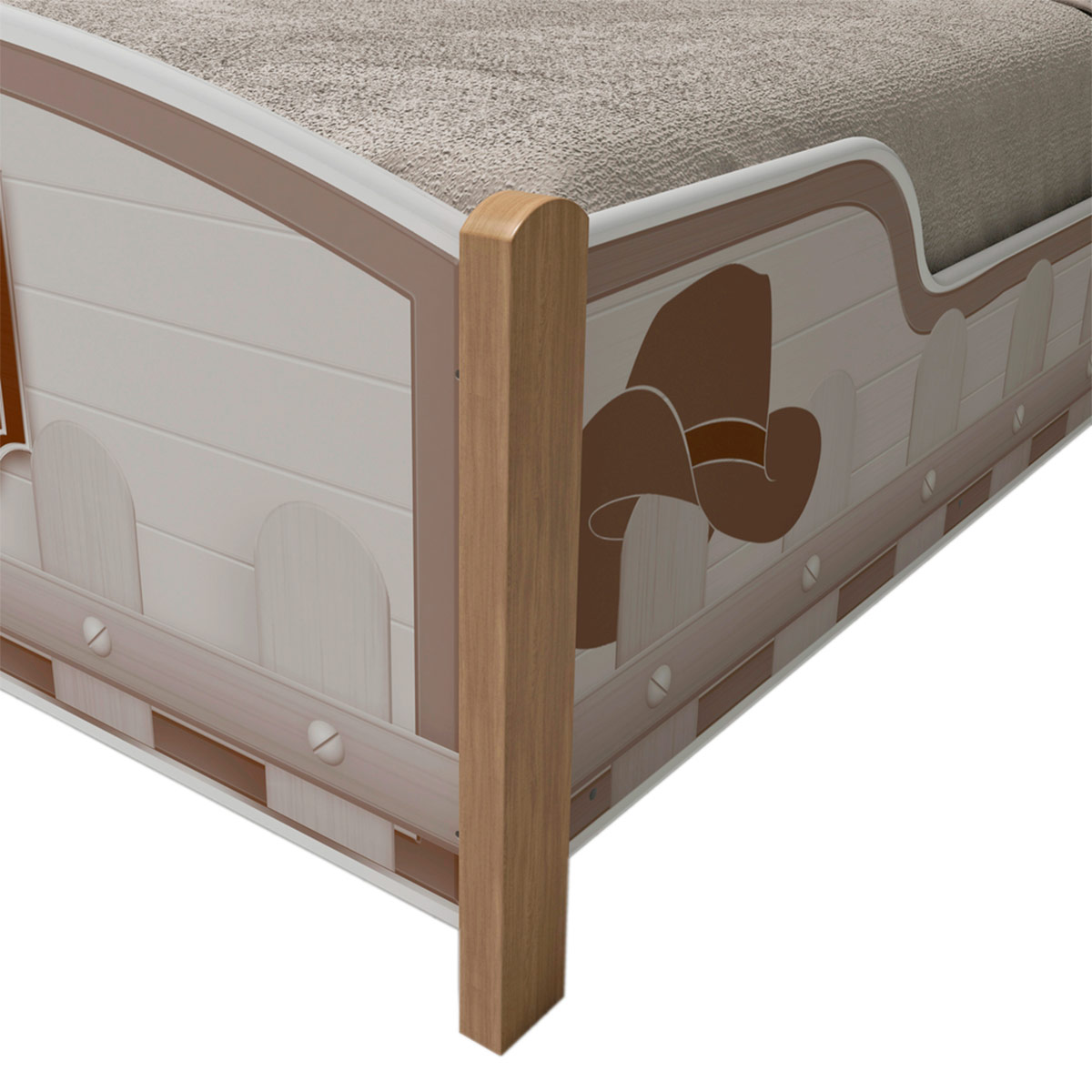 CAMA DECOCASA VAQUERO 1 PLAZA + RESPALDO BEIGE - 6