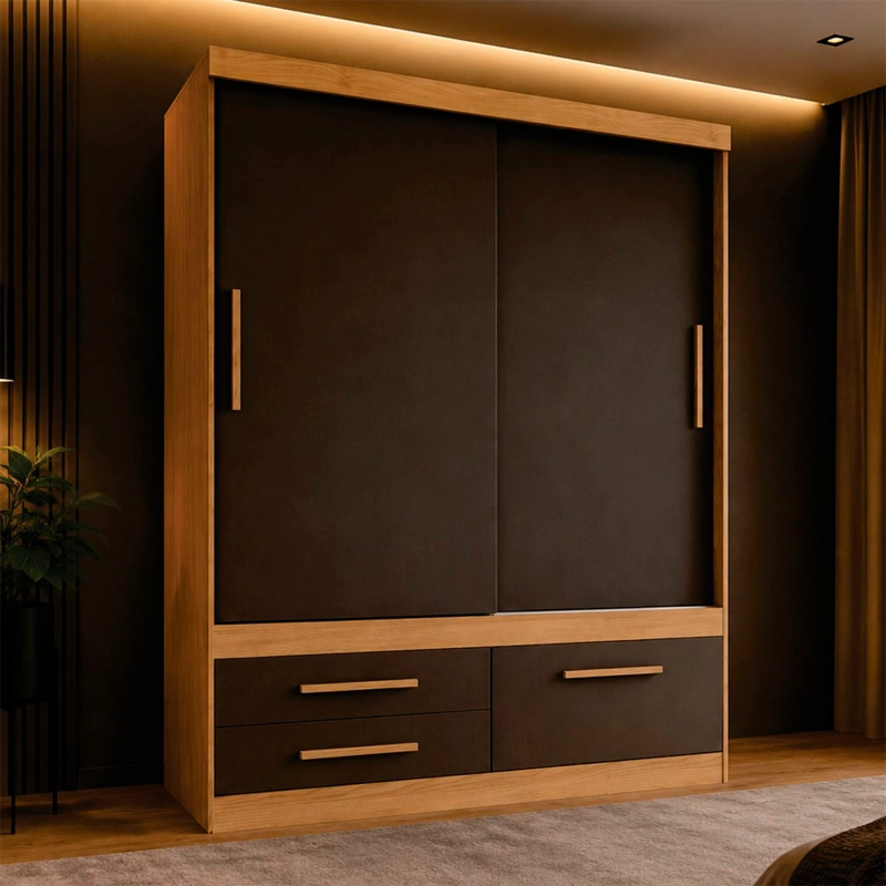 CLOSET YARDAS EMILIA 2 PUERTAS 3 CAJONES GRIS - 1