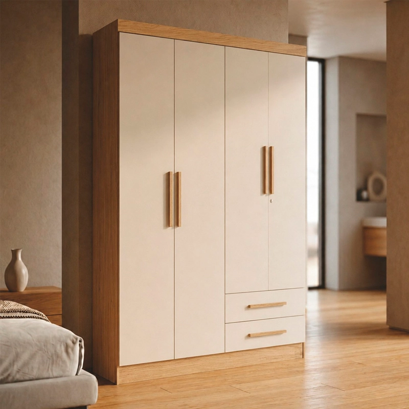 CLOSET YARDAS JOSEFA 4 PUERTAS 2 CAJONES BEIGE - 1