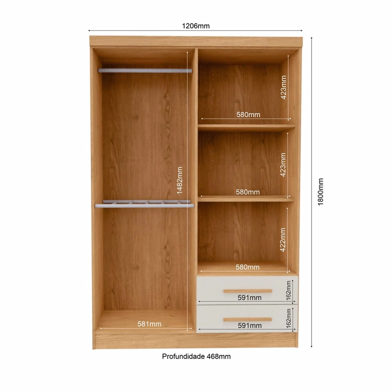 CLOSET YARDAS JOSEFA 4 PUERTAS 2 CAJONES BEIGE - 5