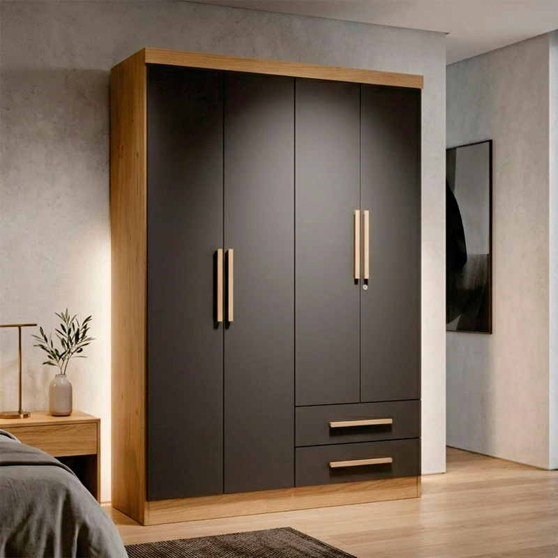 CLOSET YARDAS JOSEFA 4 PUERTAS 2 CAJONES GRIS - 1