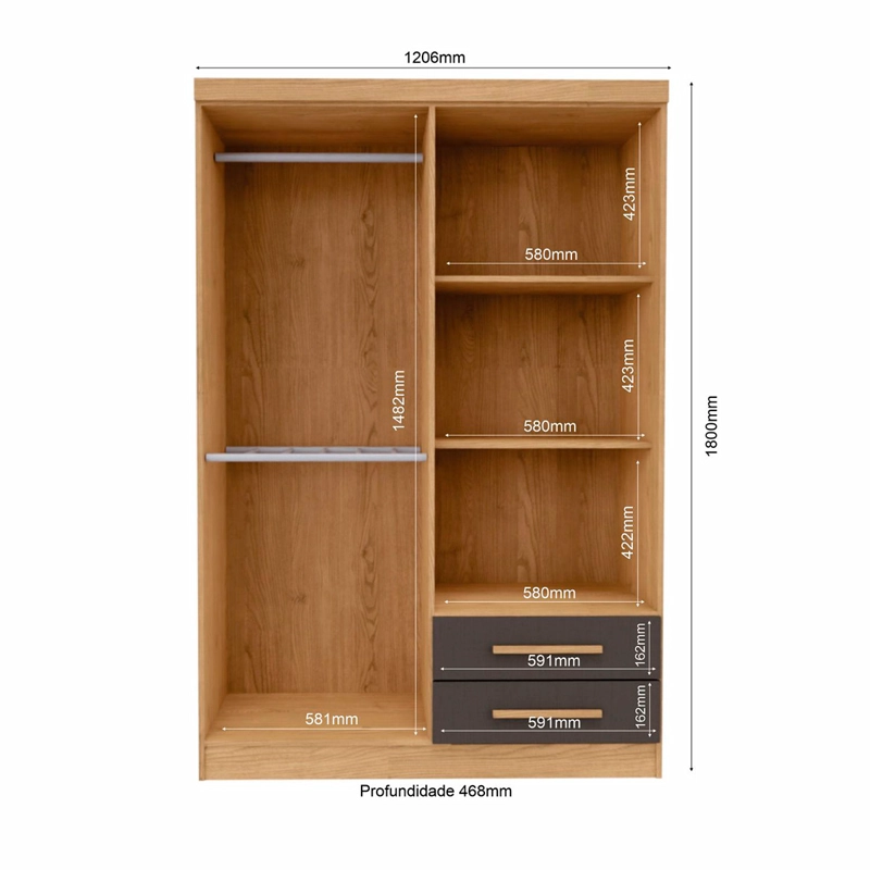 CLOSET YARDAS JOSEFA 4 PUERTAS 2 CAJONES GRIS - 4