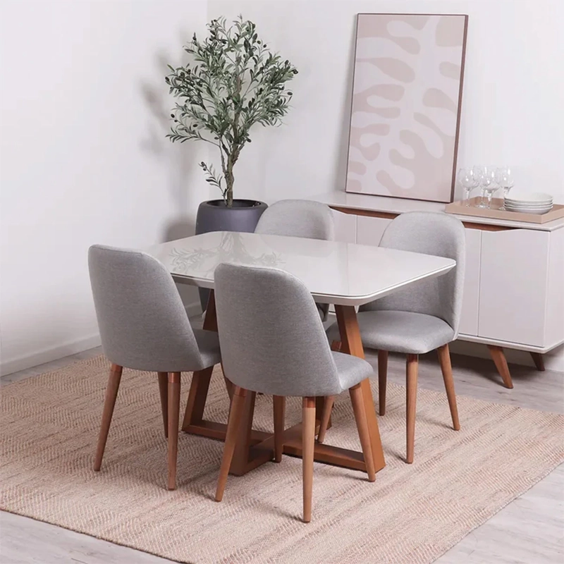 JUEGO DE COMEDOR DECOCASA BENNET 4 SILLAS DROP GRIS