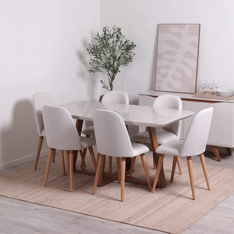 JUEGO DE COMEDOR DECOCASA BENNET 6 SILLAS DROP BEIGE