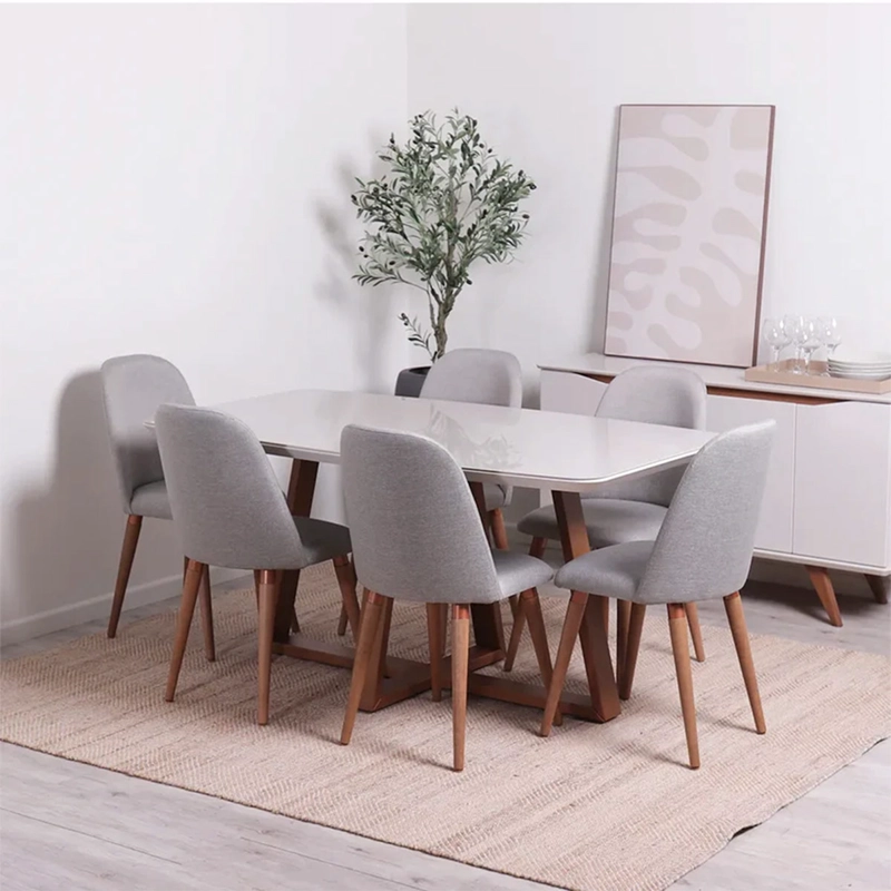 JUEGO DE COMEDOR DECOCASA BENNET 6 SILLAS DROP GRIS