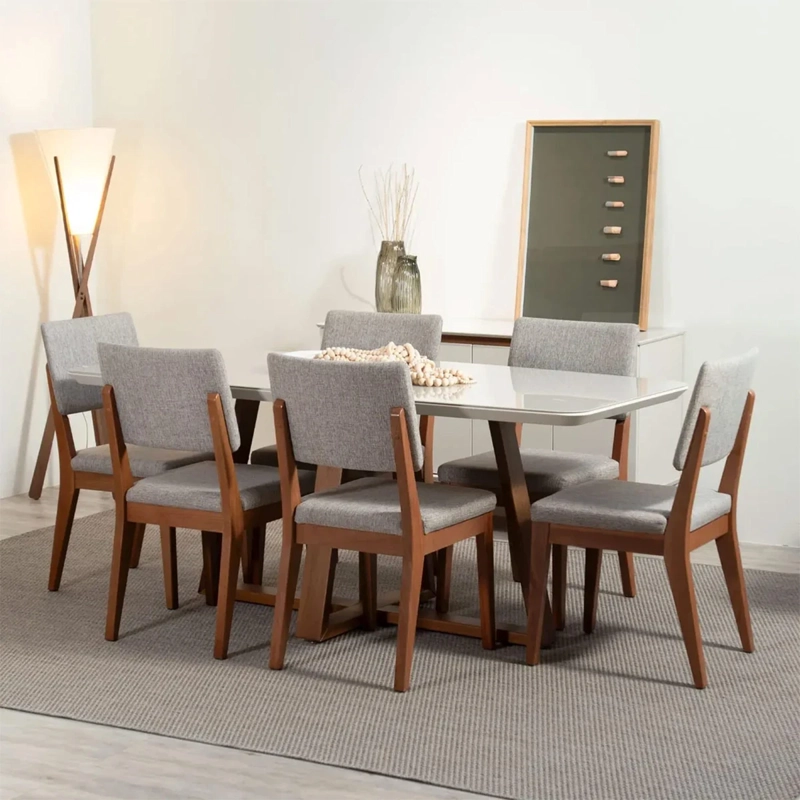 JUEGO DE COMEDOR DECOCASA BENNET 6 SILLAS ELLA GRIS