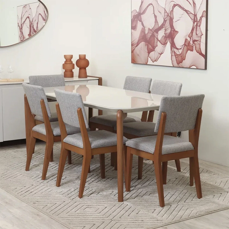 JUEGO DE COMEDOR DECOCASA DONATELLA 6 SILLAS ELLA GRIS - 1