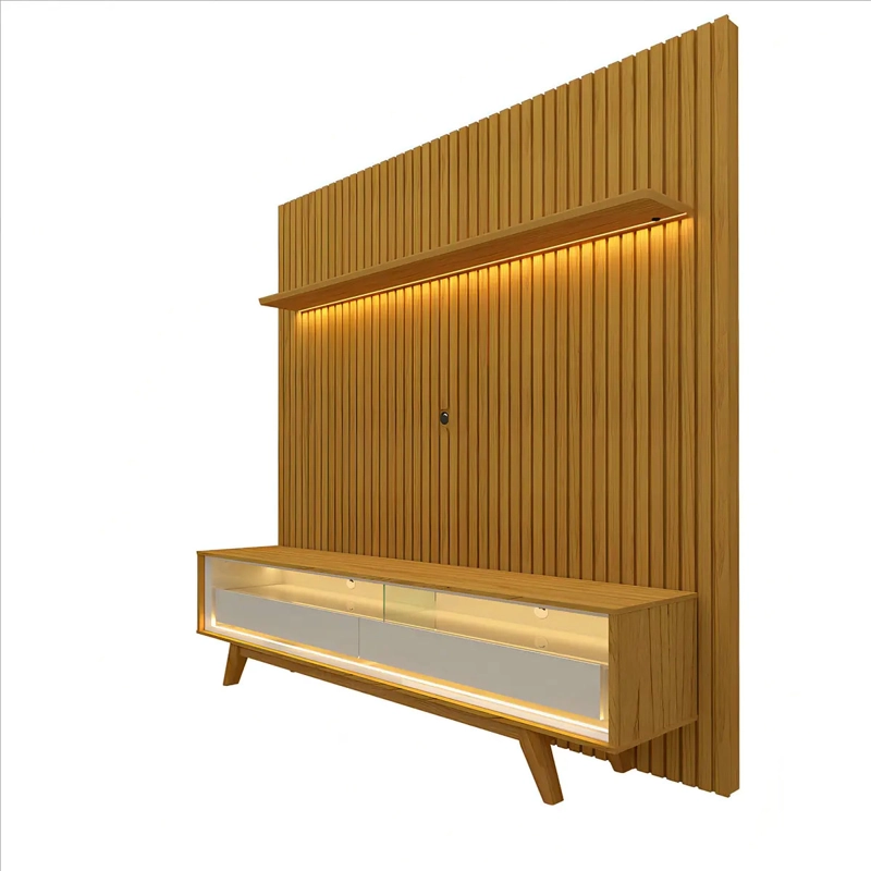 RACK DECOCASA REQUINTE 1.7 2 CAJONES + PANEL NOBRE CAFÉ - 2