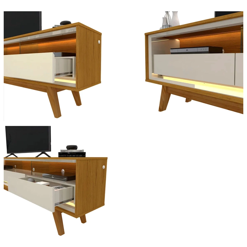 RACK DECOCASA REQUINTE 1.7 2 CAJONES + PANEL NOBRE CAFÉ - 5