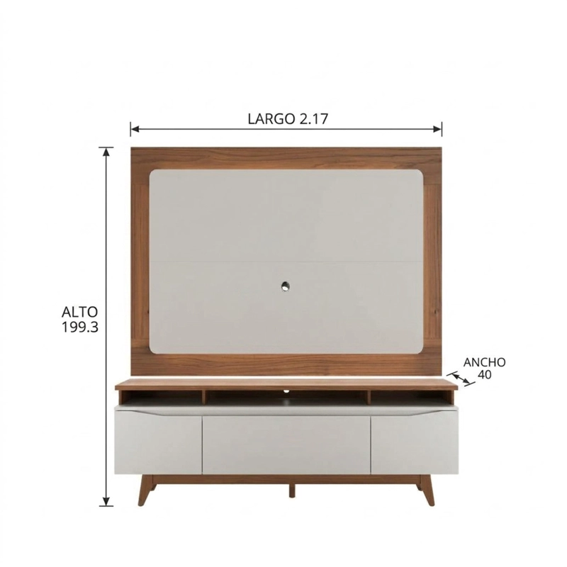 RACK DECOCASA FLYNT SYTILO 1.8 3 PUERTAS + PANEL OSLO BLANCO - 10