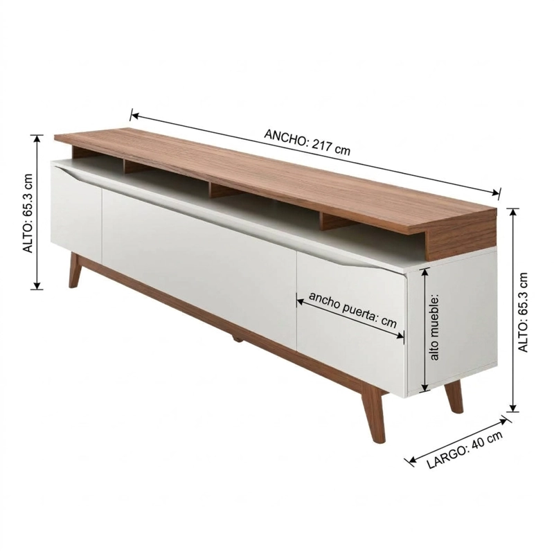 RACK DECOCASA FLYNT SYTILO 2.2 3 PUERTAS + PANEL OSLO BLANCO - 10