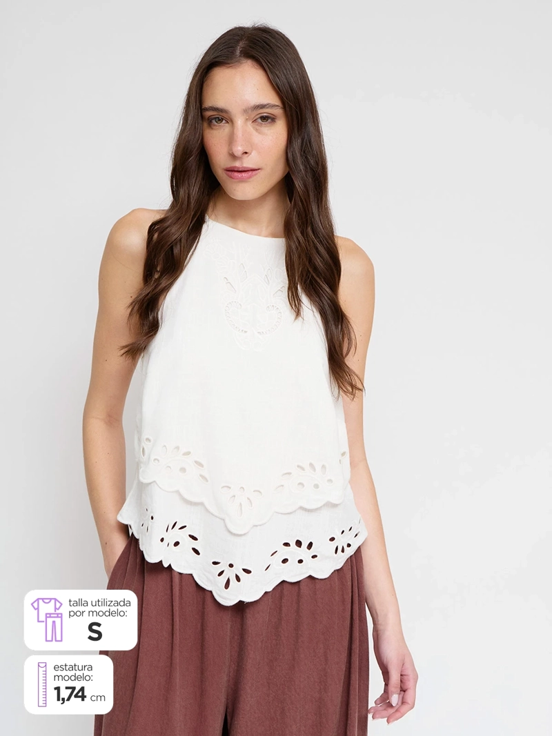 BLUSA MUJER MARQUIS DOBLE CAPA BRODERIE - 1