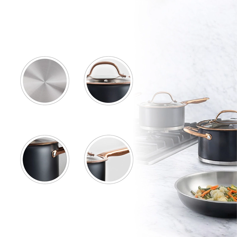 BATERÍA DE COCINA THOMAS ACERO INOXIDABLE 7 PIEZAS NEGRO - 4
