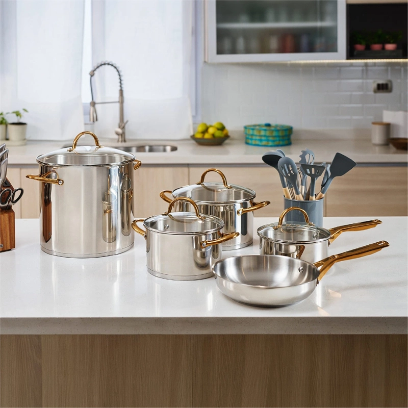 BATERÍA DE COCINA THOMAS ACERO INOXIDABLE 9 PIEZAS PLATA - 1