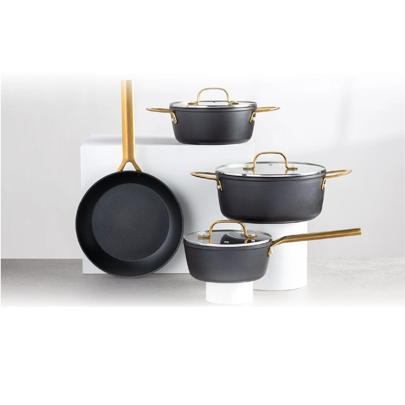 BATERÍA DE COCINA THOMAS ALUMINIO 7 PIEZAS NEGRO - 1