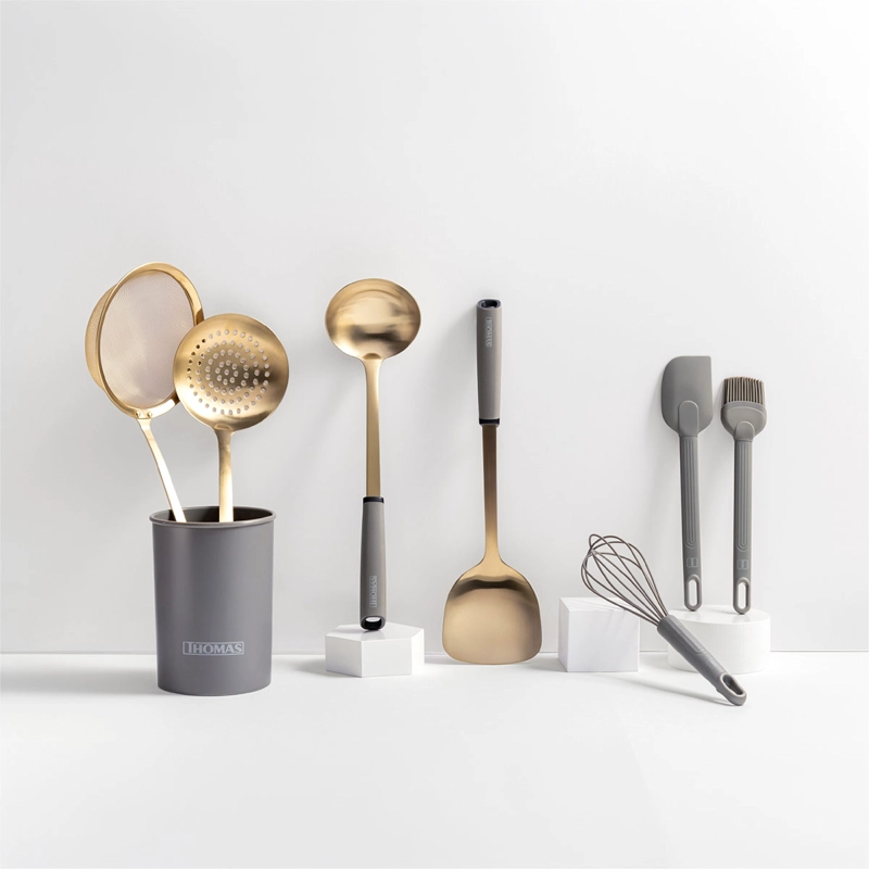 SET UTENSILIOS THOMAS ACERO INOXIDABLE 8 PIEZAS DORADO - 1