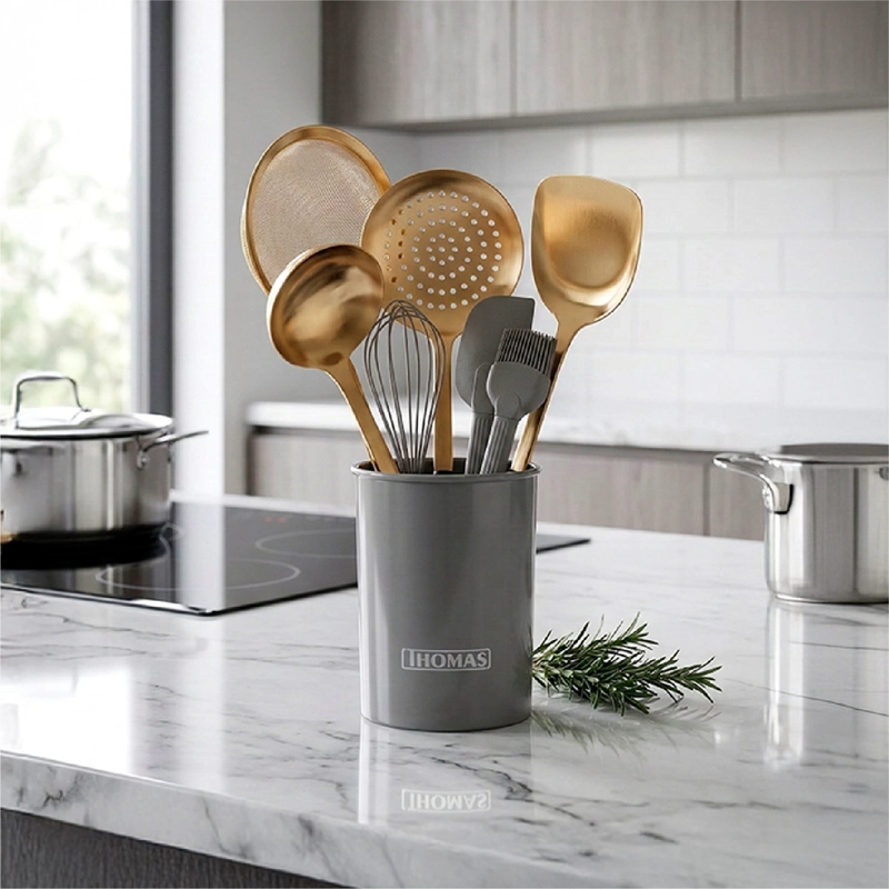 SET UTENSILIOS THOMAS ACERO INOXIDABLE 8 PIEZAS DORADO - 2