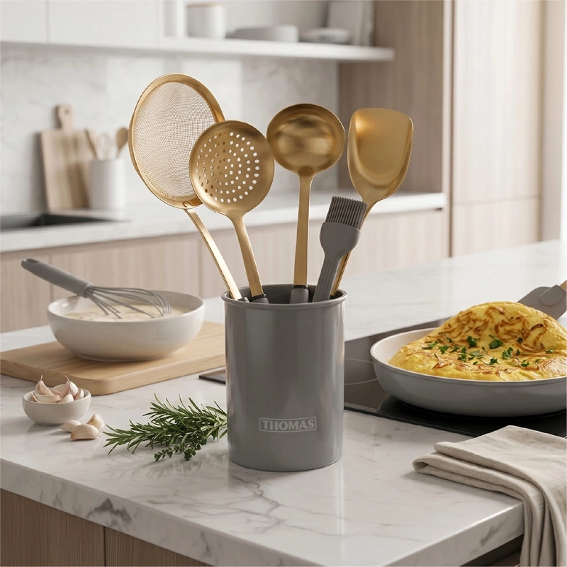 SET UTENSILIOS THOMAS ACERO INOXIDABLE 8 PIEZAS DORADO - 4