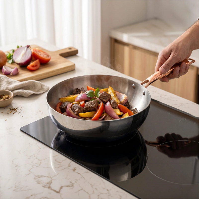 WOK THOMAS ACERO INOXIDABLE 30 CM GRIS - 4