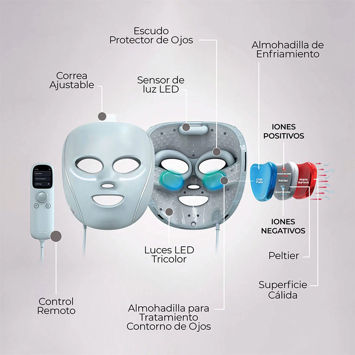 MÁSCARA FACIAL LED SHARK CRYOGLOW FW312LAA - 16