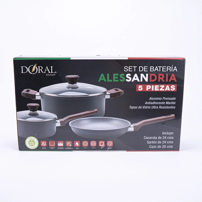 BATERÍA DE COCINA DORAL ALESSANDRIA 5 PIEZAS GRIS - 5